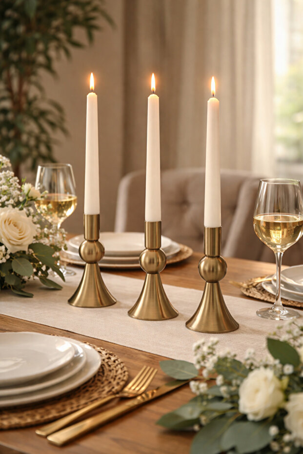 3’Lü Mini Eskitme Şamdan Mumluk - 3