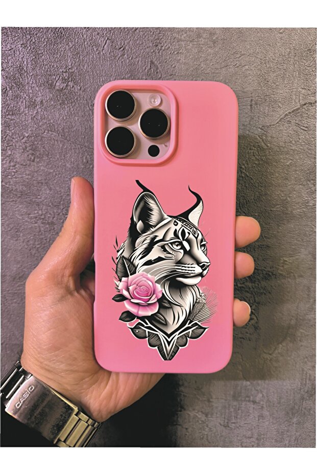 iPhone 16 Pro Max Compatible Rose Patterned Pink Case - 1