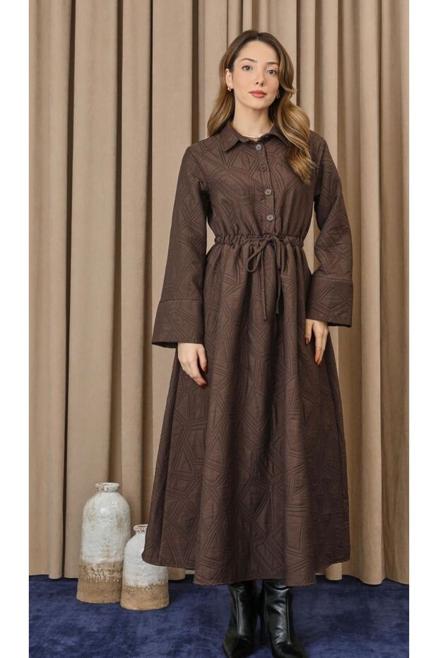 Kadın Belden Bağlamalı Elbise - 3