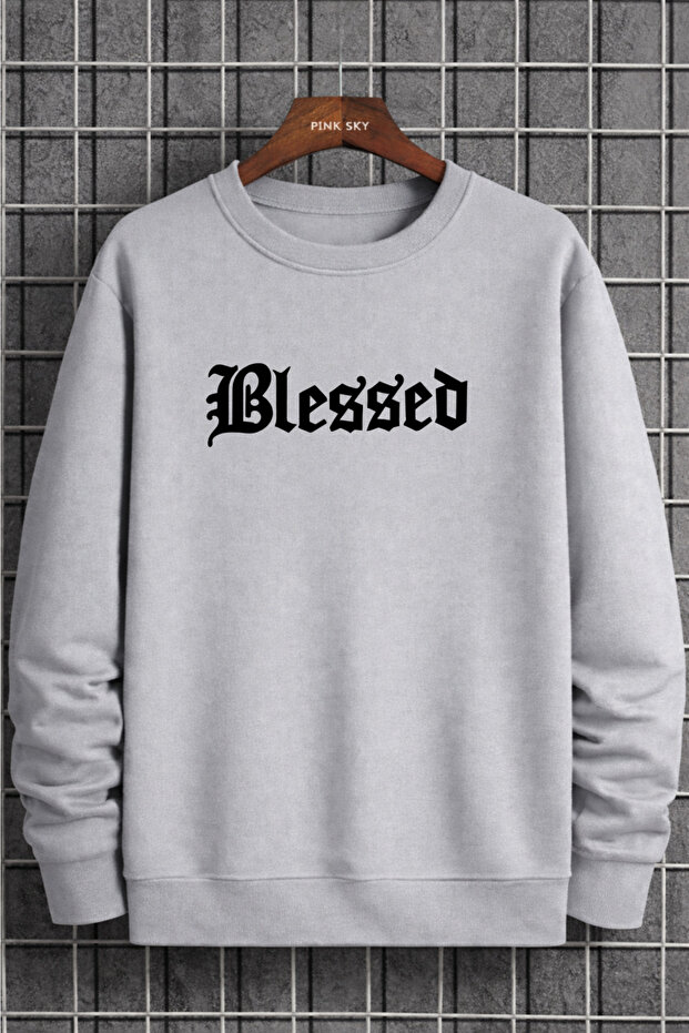 سويت شيرت للجنسين قصة فضفاضة قطن مطبوع Sweatshirt1 Blessed