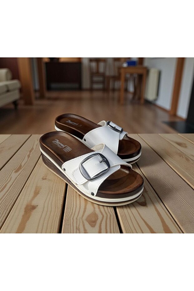 Women's Single Buckle Wedge Heel Comfort Sole Slippers