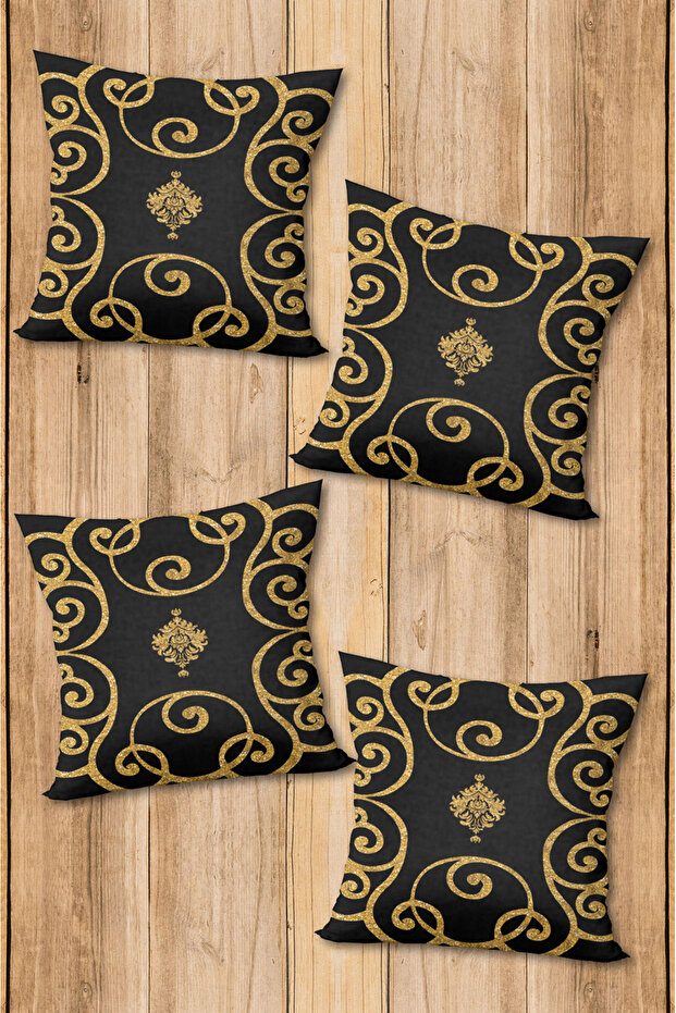 Digital Printed Soft Textured 4-Piece Throw Pillow Cover Set (43X43 cm) Krl0028