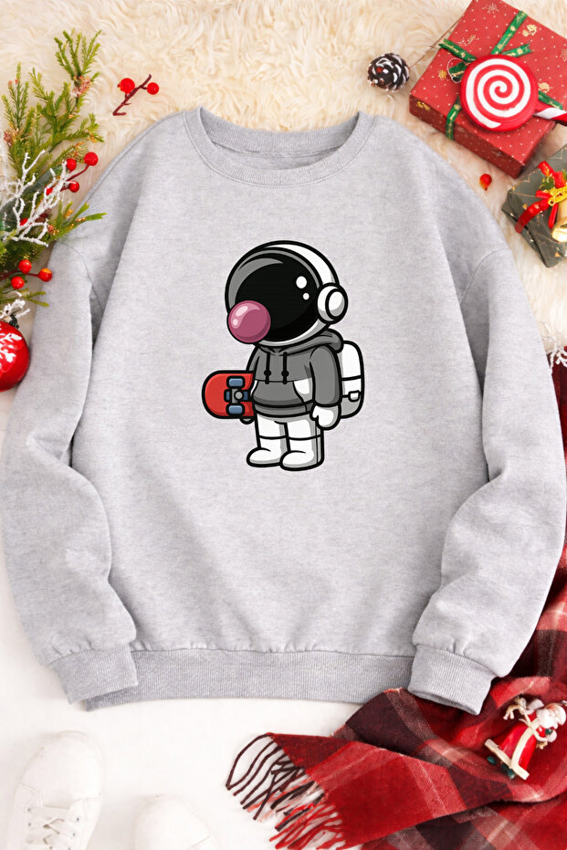 Unisex Oversized Cotton Printed Sweatshirt1 Astronaut