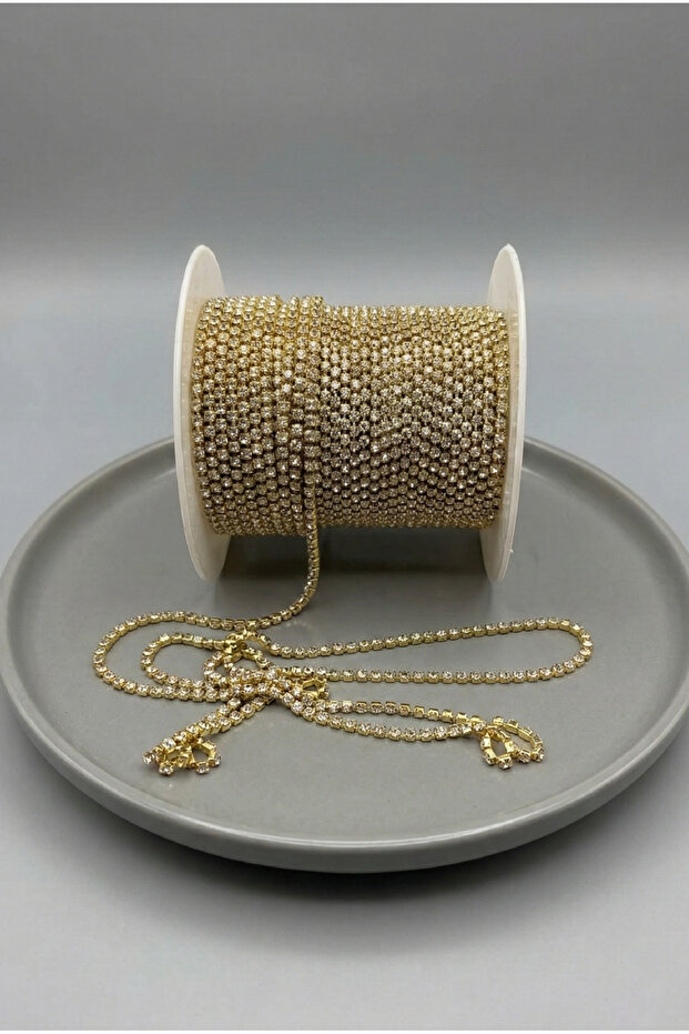Crystal Stone Metal Slot Strip | 12 mm Width | 1 Meter | Decorative Ornament Accessory