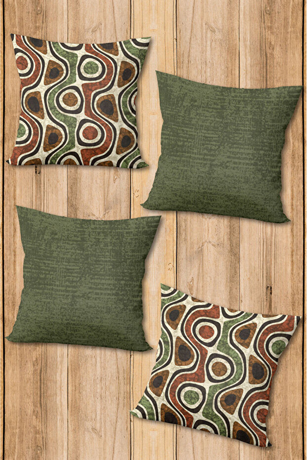 Digital Printed Soft Textured 4-Piece Throw Pillow Cover Set (43X43 cm) Krl0084