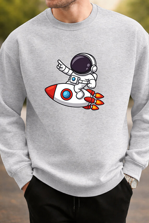 Unisex Oversized Cotton Printed Sweatshirt1 Astronaut