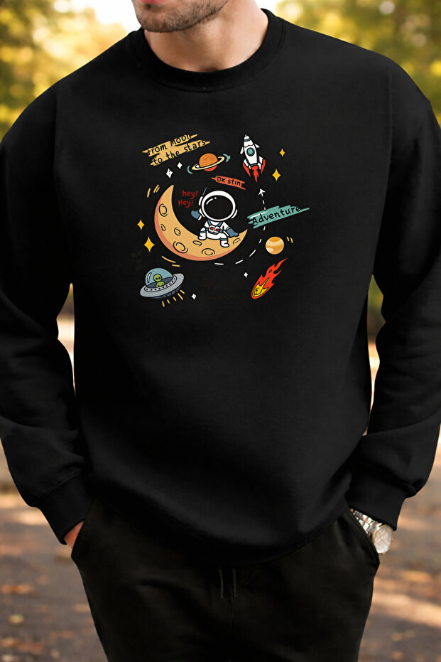 Unisex Oversized Cotton Printed Sweatshirt1 Astronaut