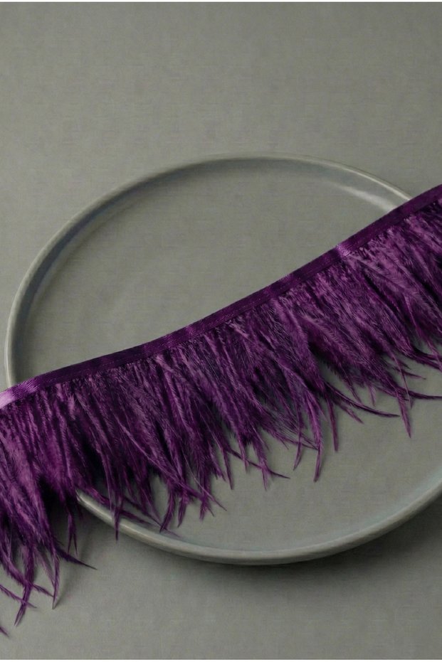 Purple Ostrich Feather Ribbon 1 Meter | Evening Dress, Henna, Costume and Decorative Ornament Accessory
