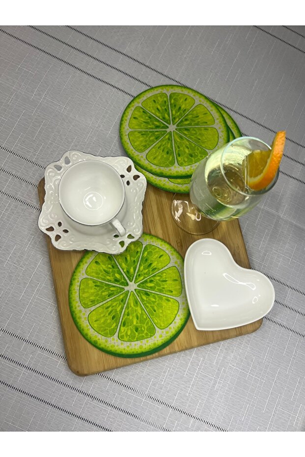 Summer Breeze Lemon Design Digital Printing Stain-Resistant Fabric Cocktail & Presentation Napkin 6 Pieces
