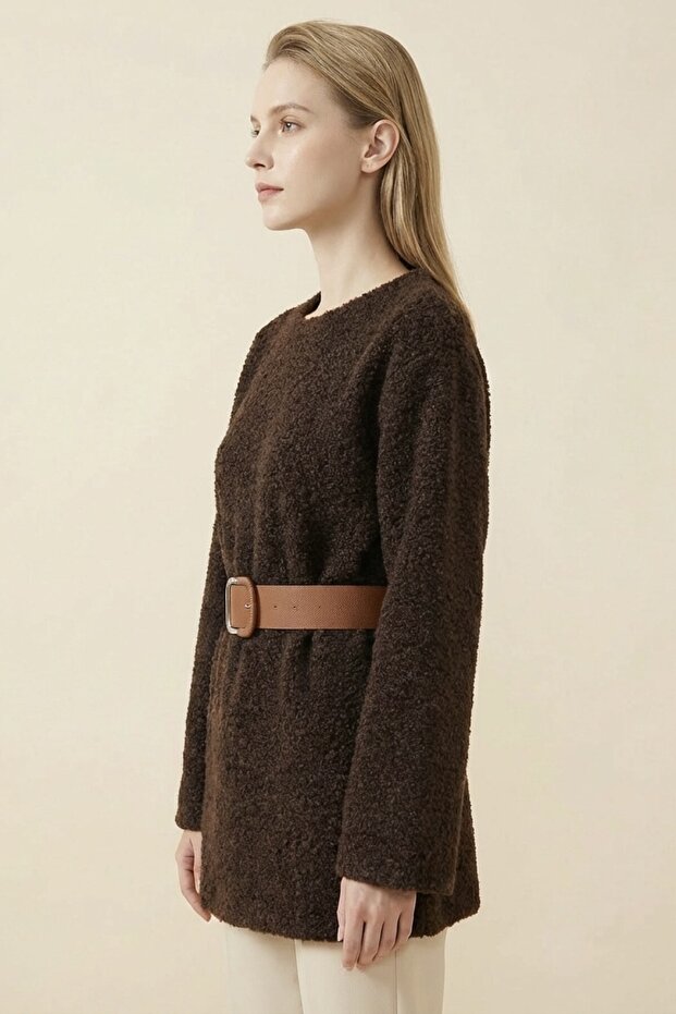 Kemerli Kalın Buklet Kazak - 2