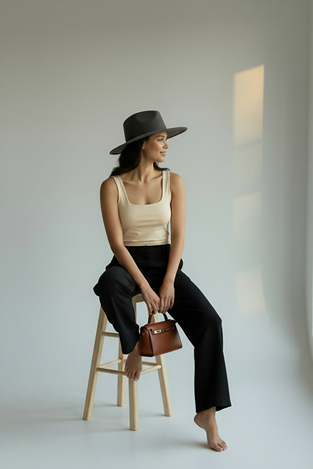 Taş Kare Yaka Basic Bluz - 4