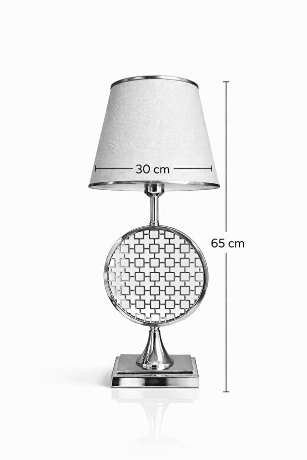 Eva Metal İşlemeli Lüks Krom Abajur - 3