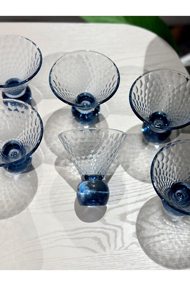 Royking Footed Ice Cream Bowl Herringbone Navy Blue Bowl Cocktail Glass Yv-350