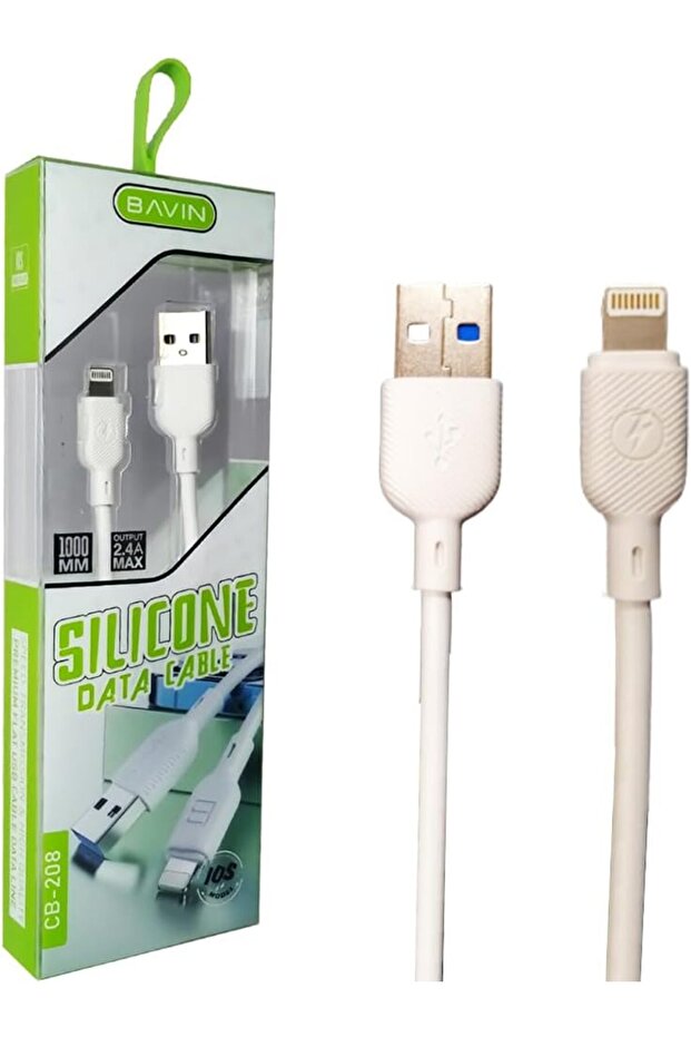 Silicone USB Type- Data Cable, White, Fast Charging Cord CB208