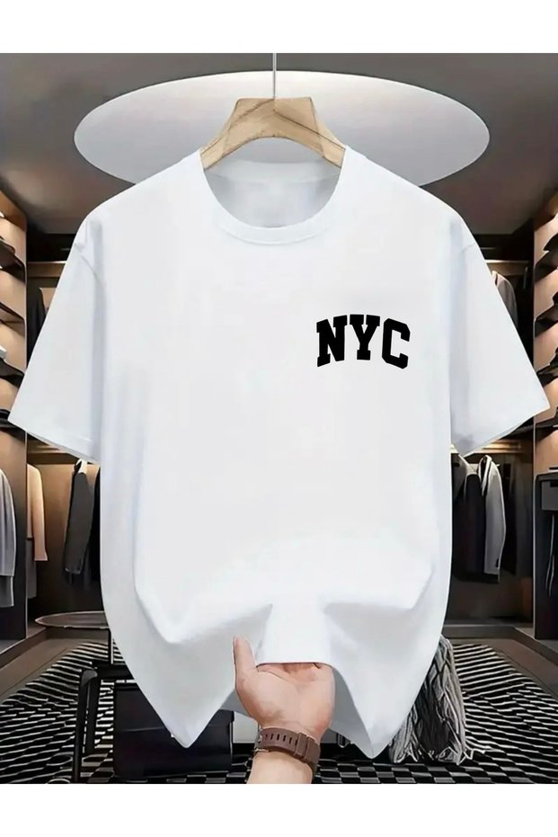 Nyc Printed Oversized Crewneck Men's T-Shirt