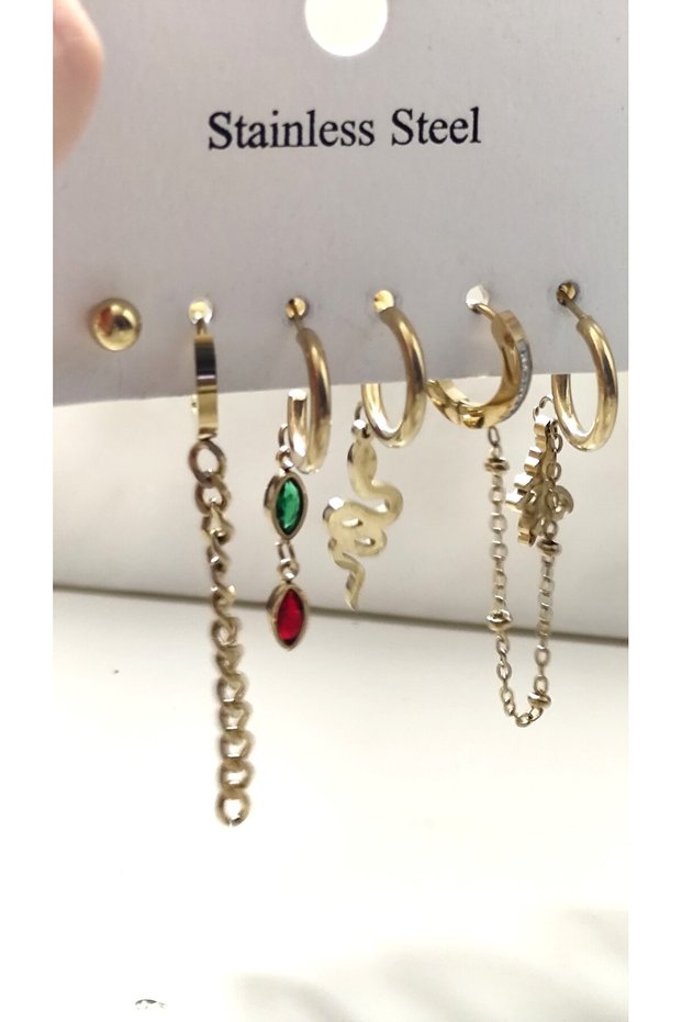 316L Original Steel Women's Steel Non-Tarnish Steel 6-Piece Nail Model Set Earrings