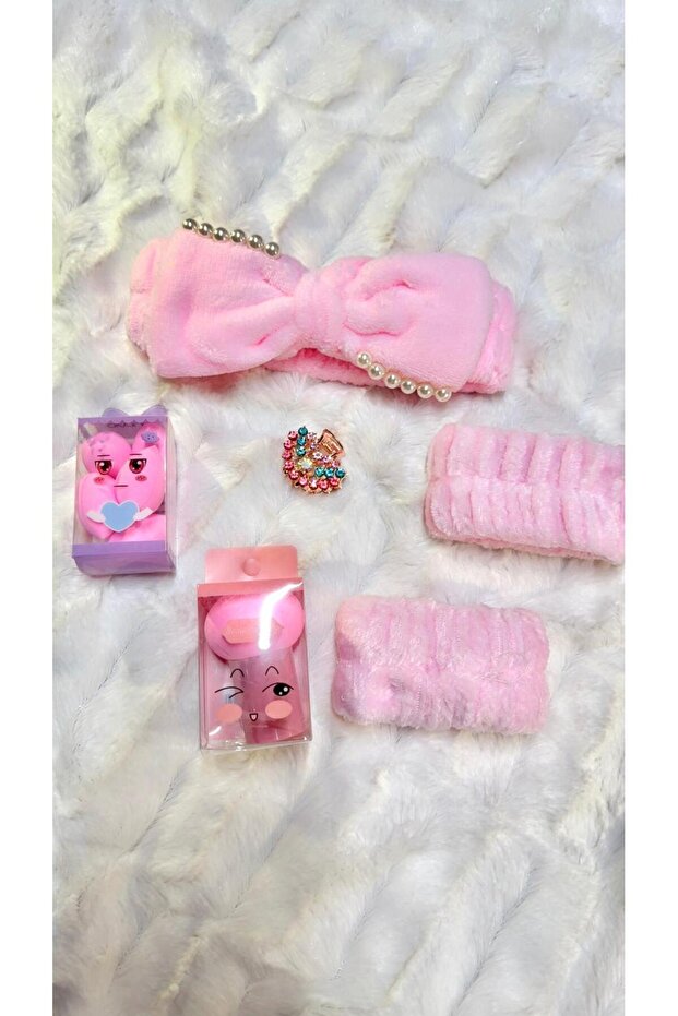 Soft Hair Band and Wristband for Makeup Application, 6 Pieces