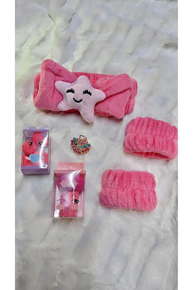 Soft Hair Band and Wristband for Makeup Application, 6 Pieces