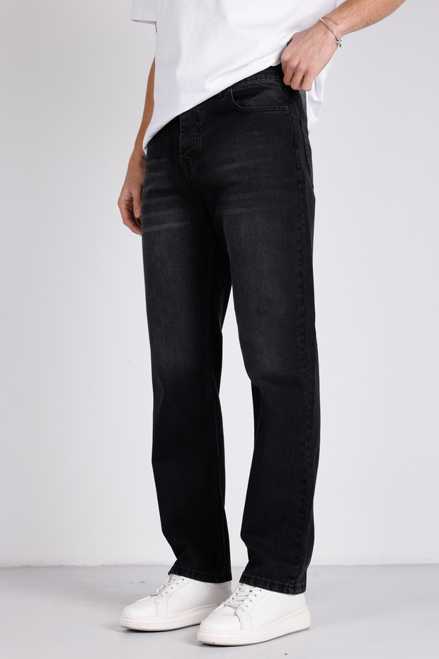 Men's Baggy Jeans High Waist Loose Fit Casual Comfortable Jeans Dark Smoked Stonewashed