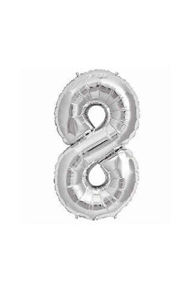 Number 8 Silver Foil Balloon 34 Inch 86 cm