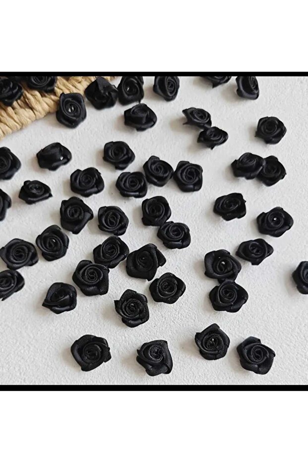 50 Pieces of Satin Black Roses - Decorative Material for Organization