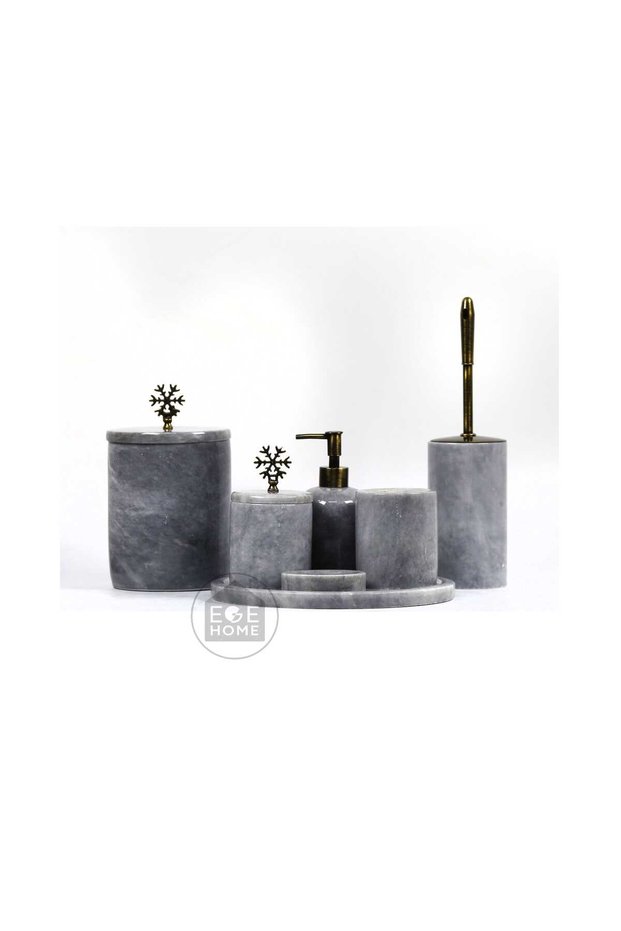 Decorative Gray Marble Bathroom Set 7-Piece Design Set with Antique Accessories\Marble Set