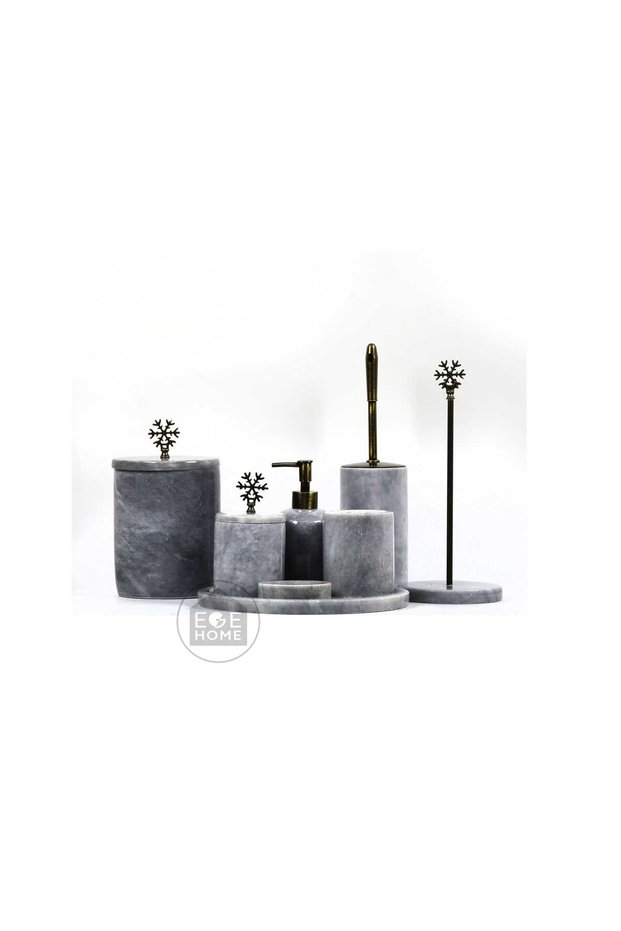 Decorative Gray Marble Bathroom Set 8-Piece Design Set with Antique Accessories\Marble Set