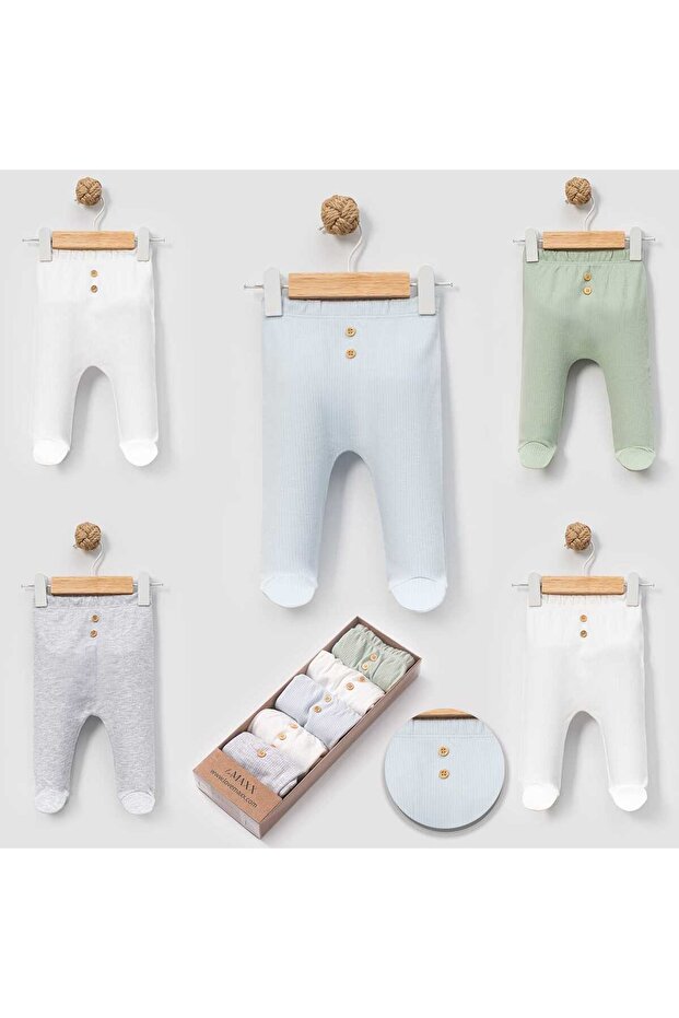 Baby Boy Newborn Booties 5-Piece Boxed Bottom Set