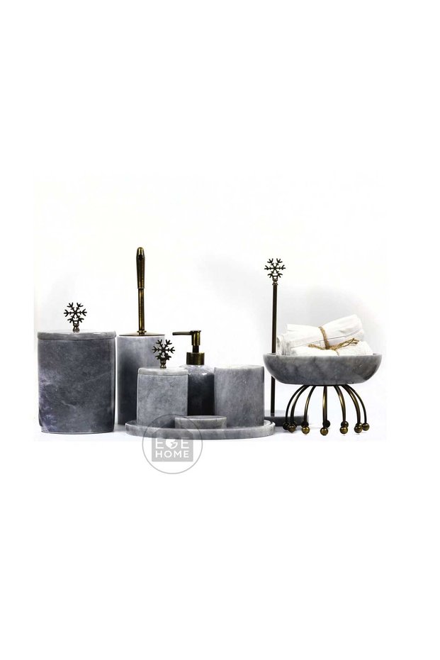 Decorative Gray Marble Bathroom Set with 9 Antique Accessories Design Set\Marble Set