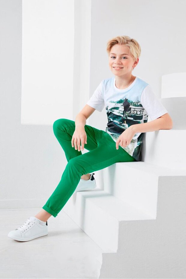 Toddlers Boys Solid Chino Pants, Green