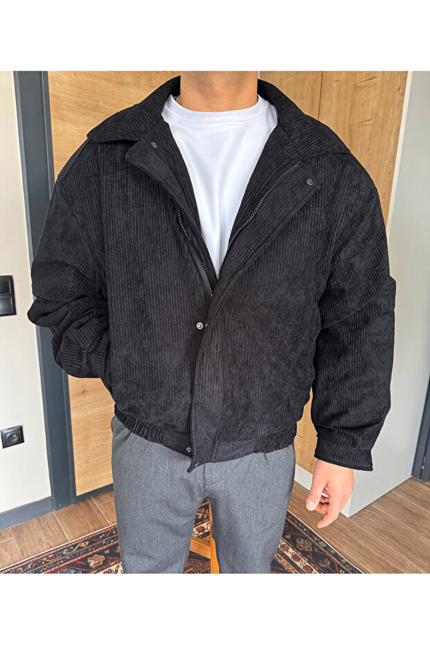 Erkek Kadife Bomber Mont Oversize Astarlı - 1