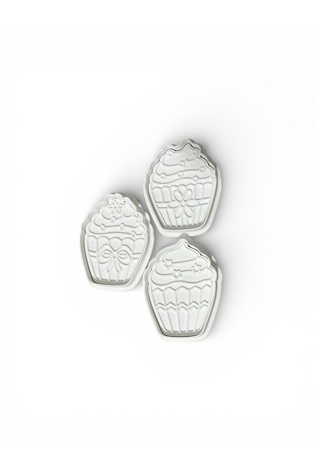 🎀   مجموعة قوالب الكوكيز المزخرفة بنمط الكب كيك مكونة من 3 قطع 🎀 - 3