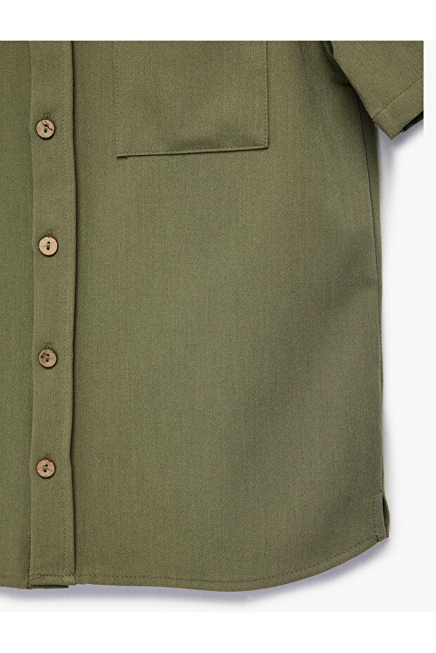 Kurzarm-Hemdkragen-Oversize-Basic-Shirt - 3