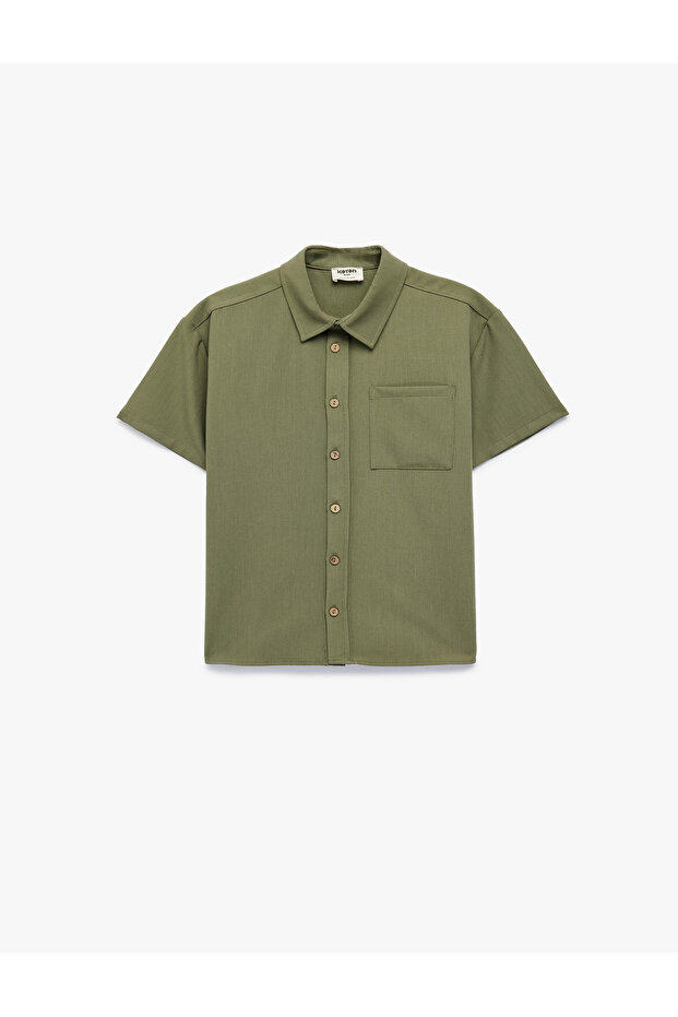 Kurzarm-Hemdkragen-Oversize-Basic-Shirt - 1