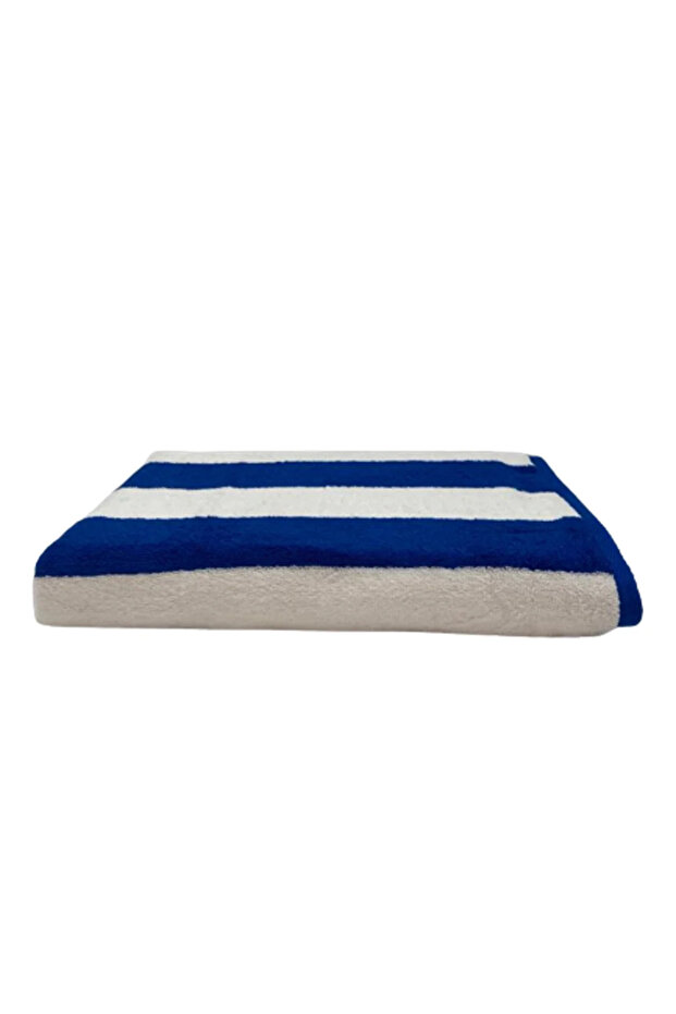 Blue - White Large Cabana Stripe 70 x 140 Cm Beach Towel Set of 01 Pc