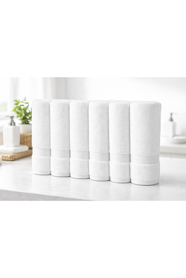 6 Pieces 70X140 cm White Bath Towels – 100% Cotton & Soft & Absorbent & for Hotel & Daily Use