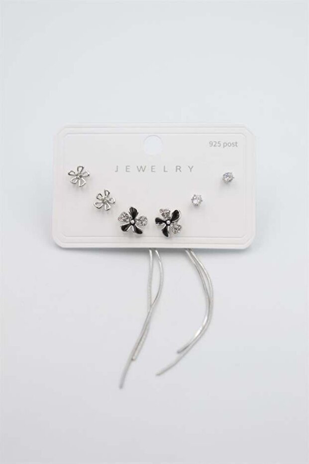 Multiple Set Earrings - Silver - 1