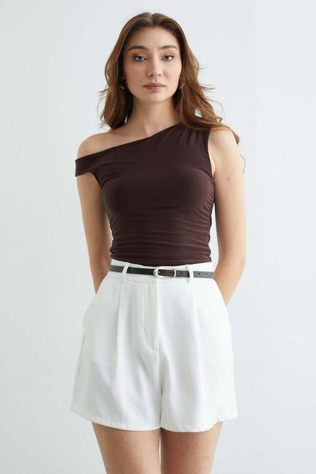 Yanları Drapeli Tek Kol Bluz - 3