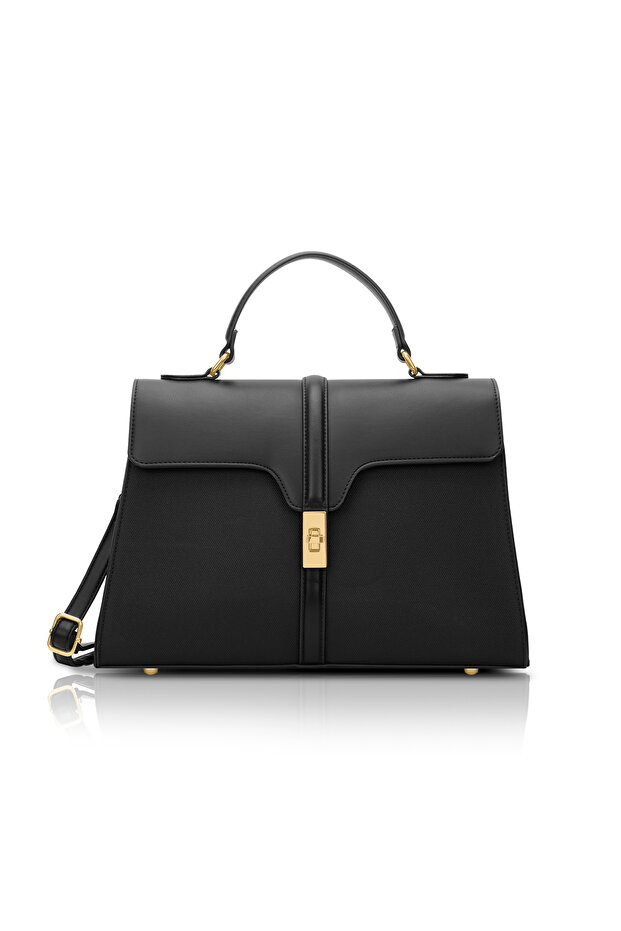 Canva Flap Satchel (Black)