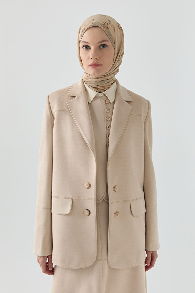 Süet Ceket - Bej - 2