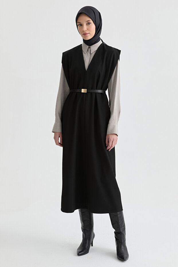 V yakalı Jile - Siyah - 4