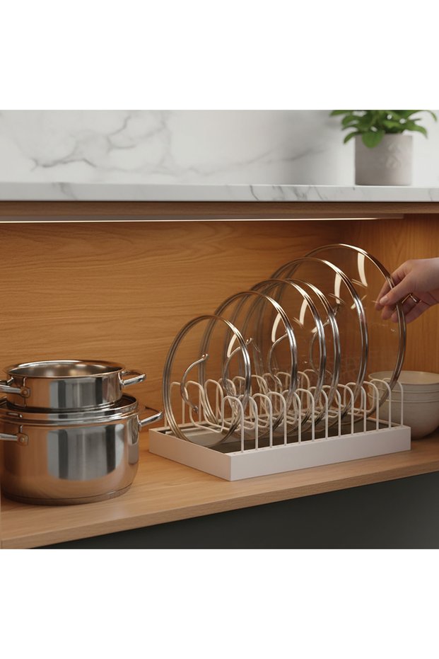 24/40 Plate Rack Dish Drying Rack Pot Lid Organizer Organizer Stand White