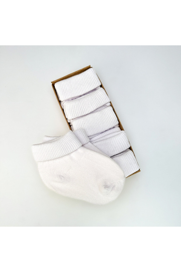 5 Pairs of Organic Cotton -Non-Sweating- Unisex Newborn and Baby Socks 0-24 Months Ecru