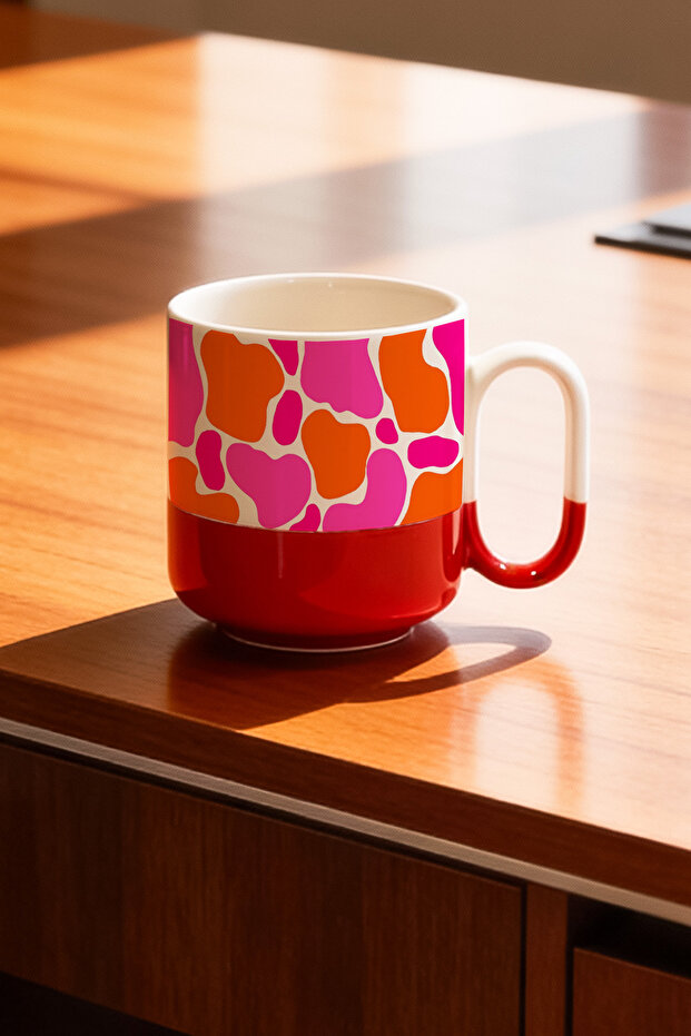 كوب سيراميك مطبوع برو بتصميم أنماط ملونة سعة 330 مل - 2