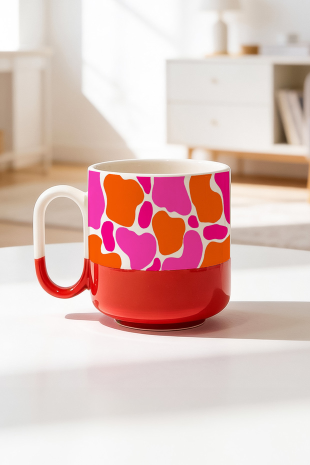 كوب سيراميك مطبوع برو بتصميم أنماط ملونة سعة 330 مل - 1