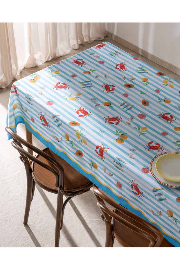 مفرش طاولة من مزيج القطن والبوليستر - ملون - 150x250 سم