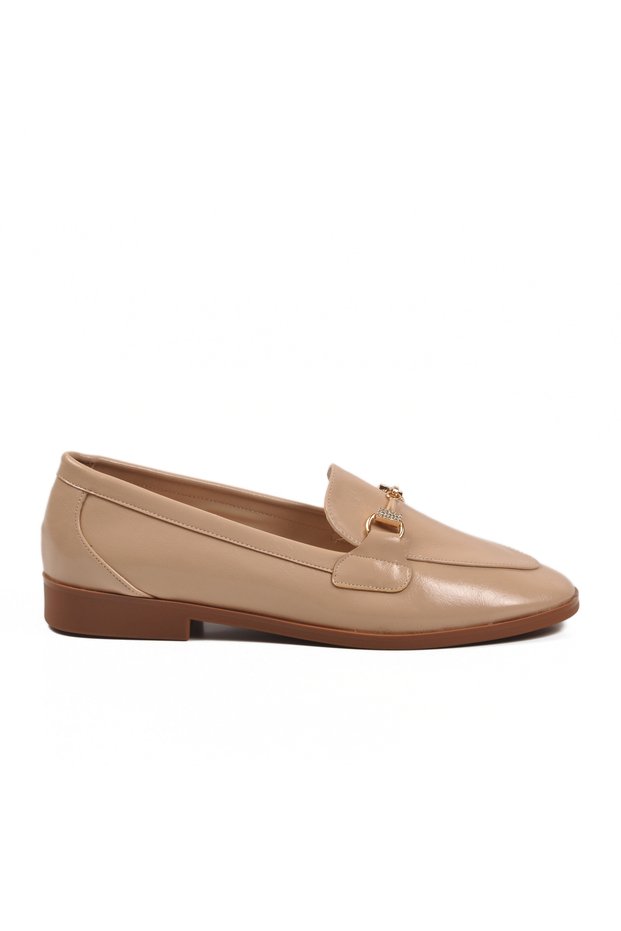 Beige Wrinkled Flat Heeled Women's Casual Shoes 421025 Z
