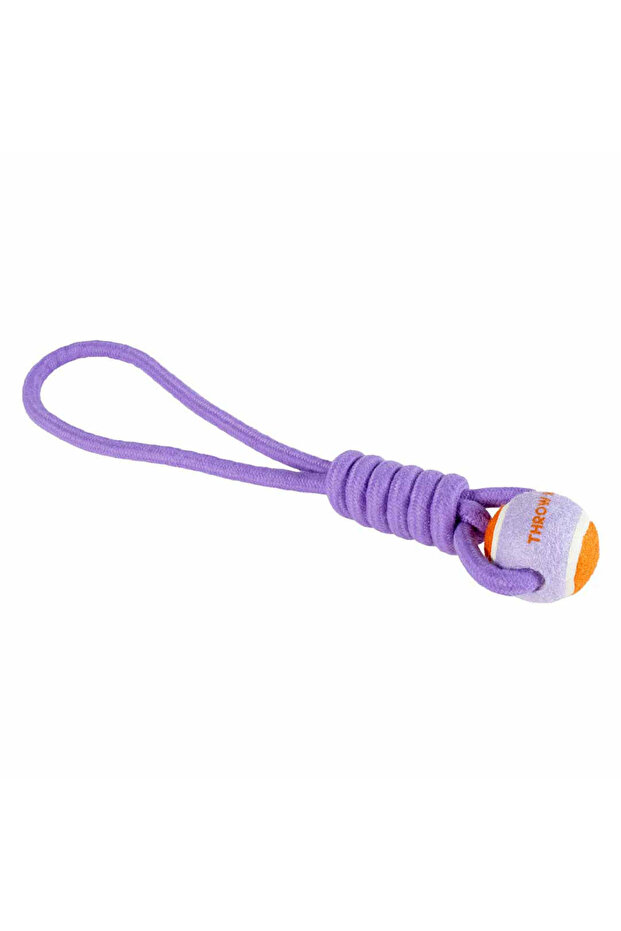 Coockoo THROW ME Ball with Rope Loop Dog Toy - PURPLE/6X45X6CM