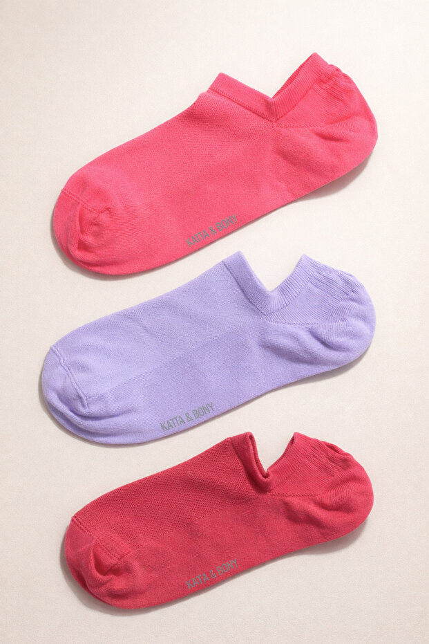 Kadın 3'lü Basic Step Çorap Lila Mix - 1