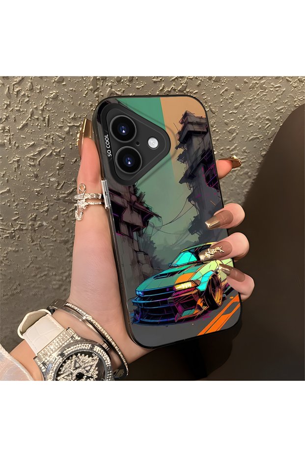 Sports Car Pattern Anti Fall Slim Hard Case Compatible with iPhone 16
